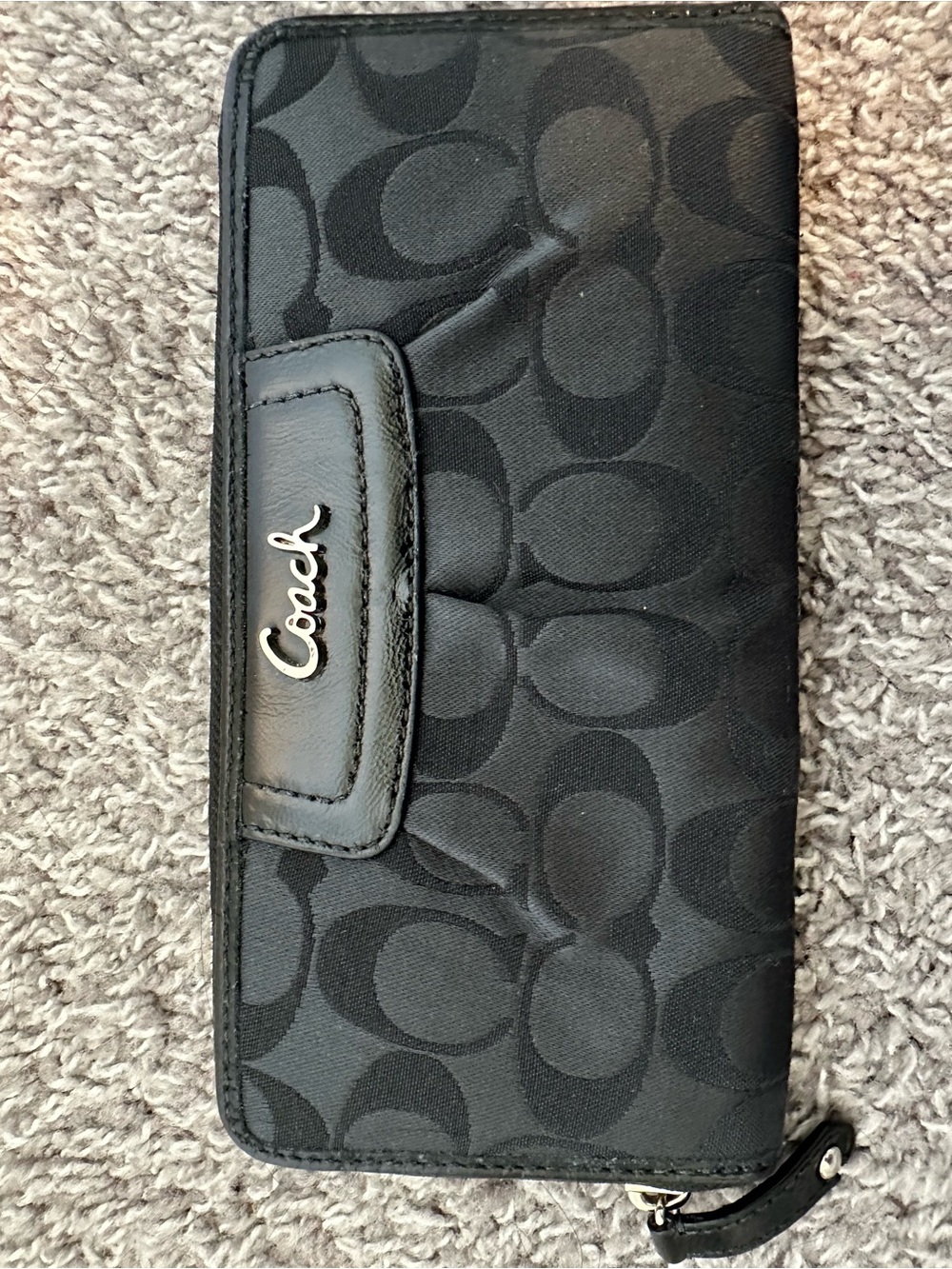 Coach Ashley Sateen Black Zip Around Wallet